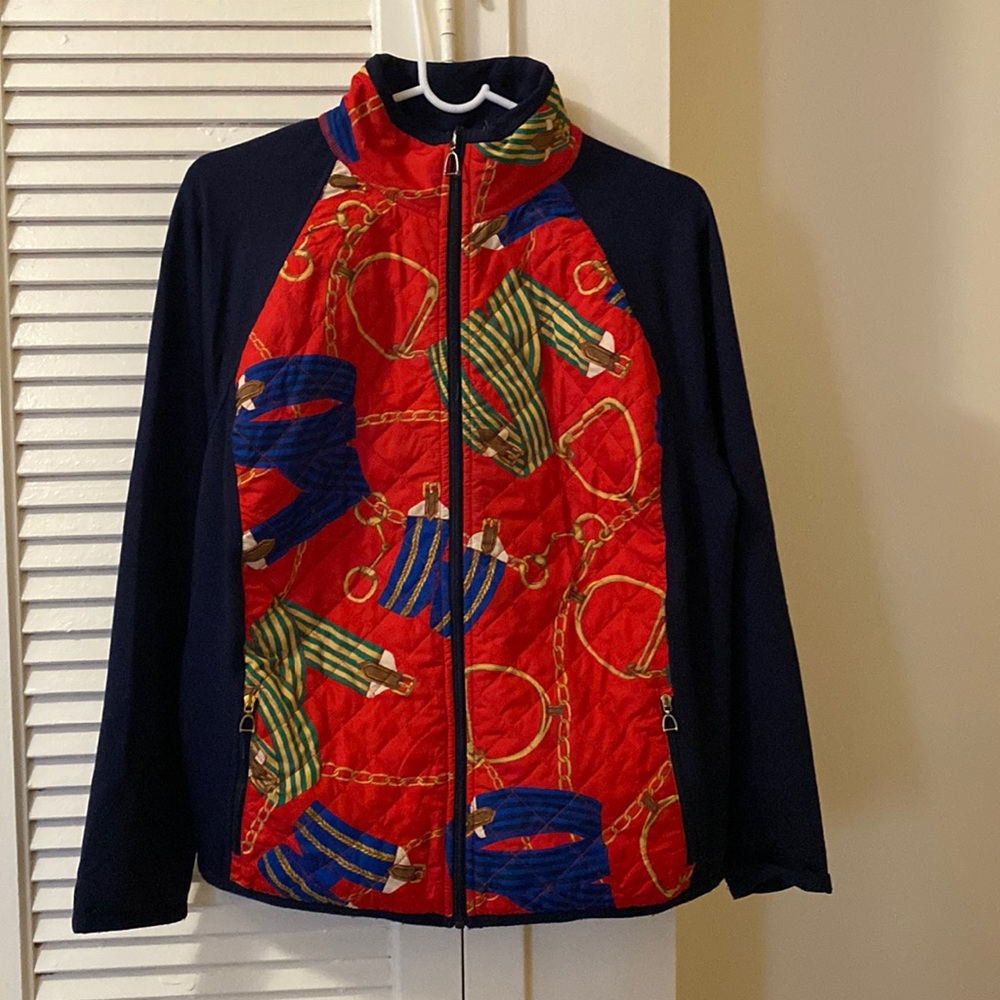 Lauren Ralph Lauren Active full zip equestrian print sweater